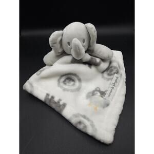 White Grey Elephant Plush Baby Lovey Security Blanket Unisex Blankets and Beyond